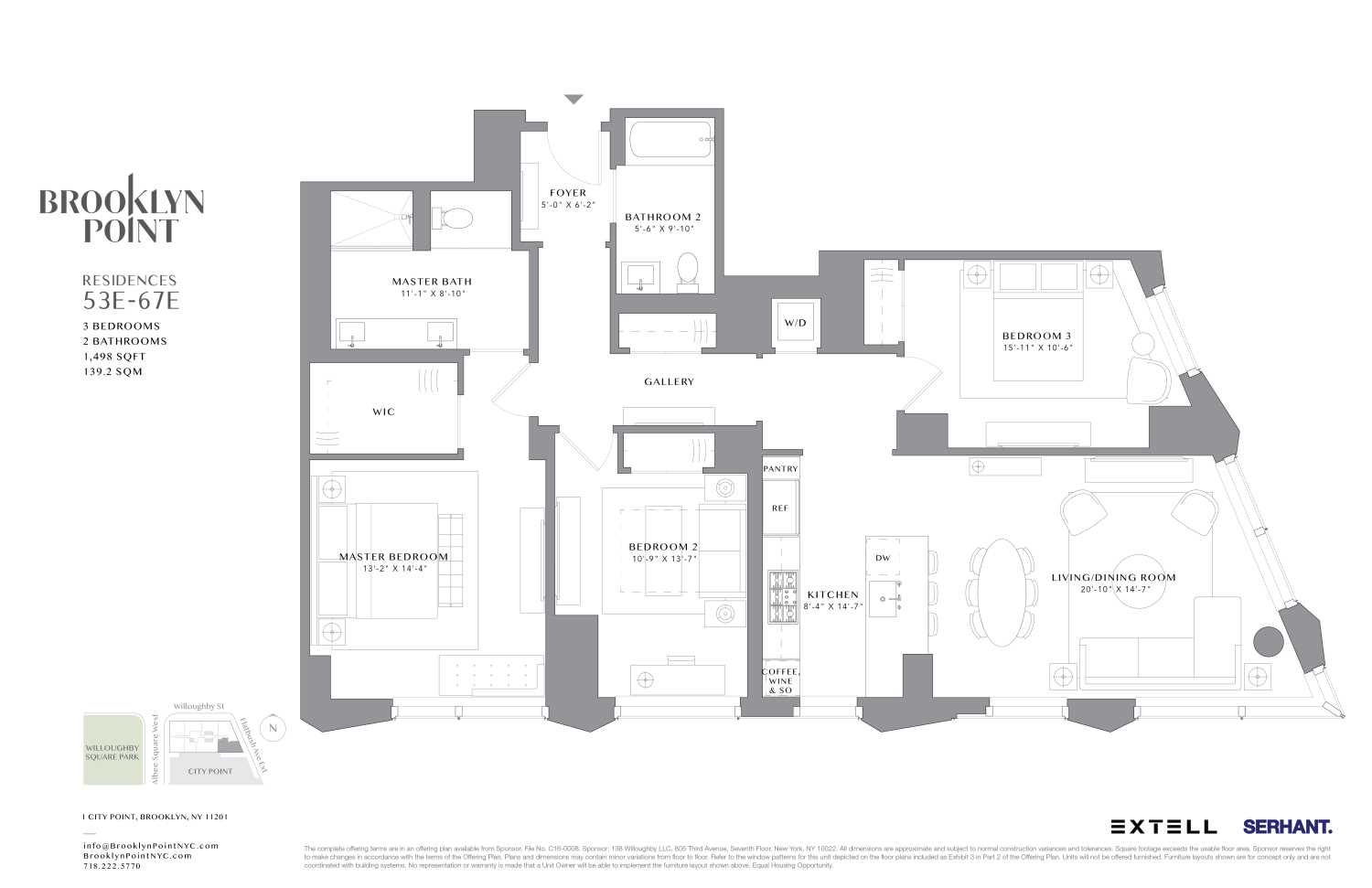 Floorplan for 1 City Point, 61E