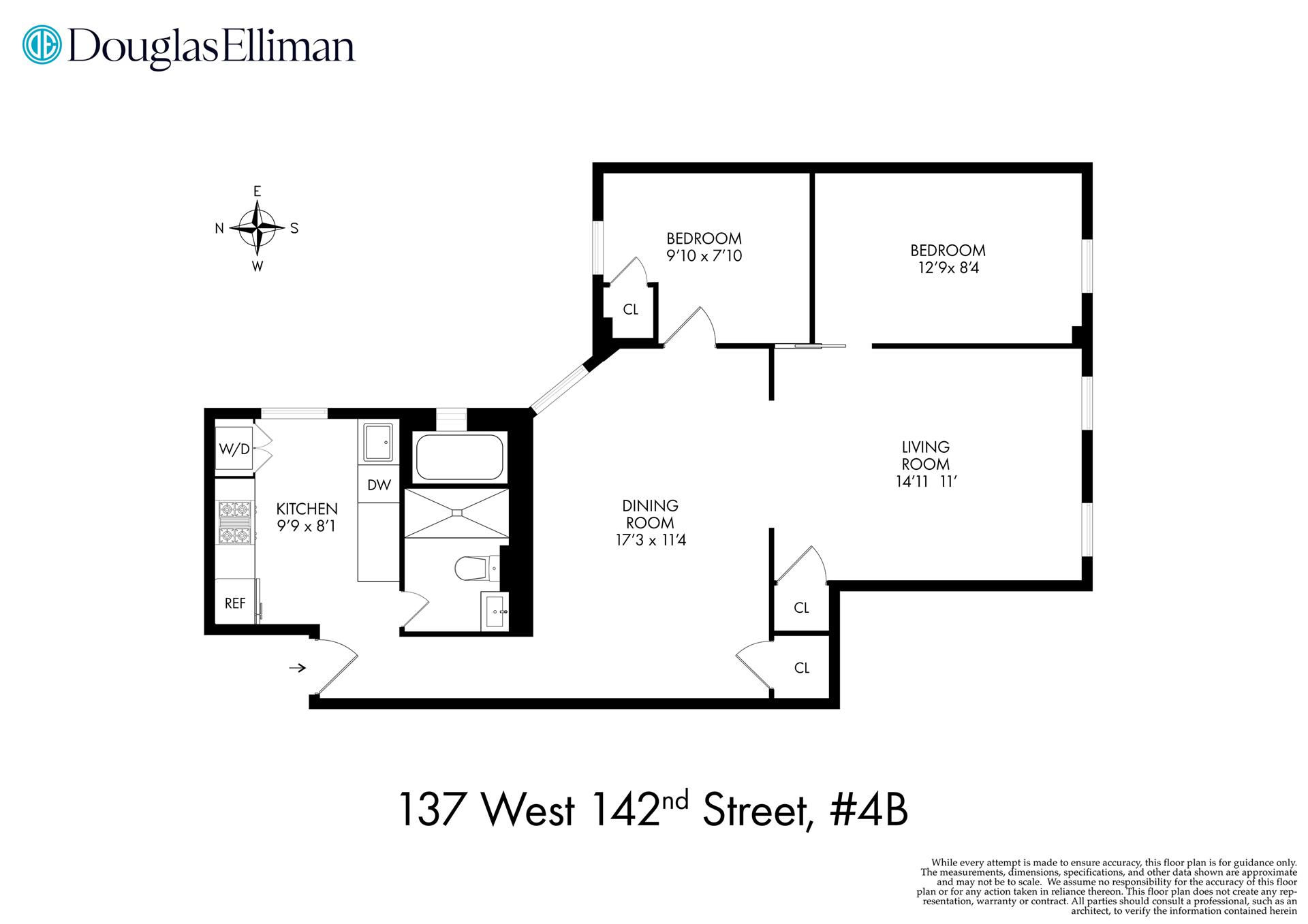 Floorplan for 137 West 142nd Street, 4B