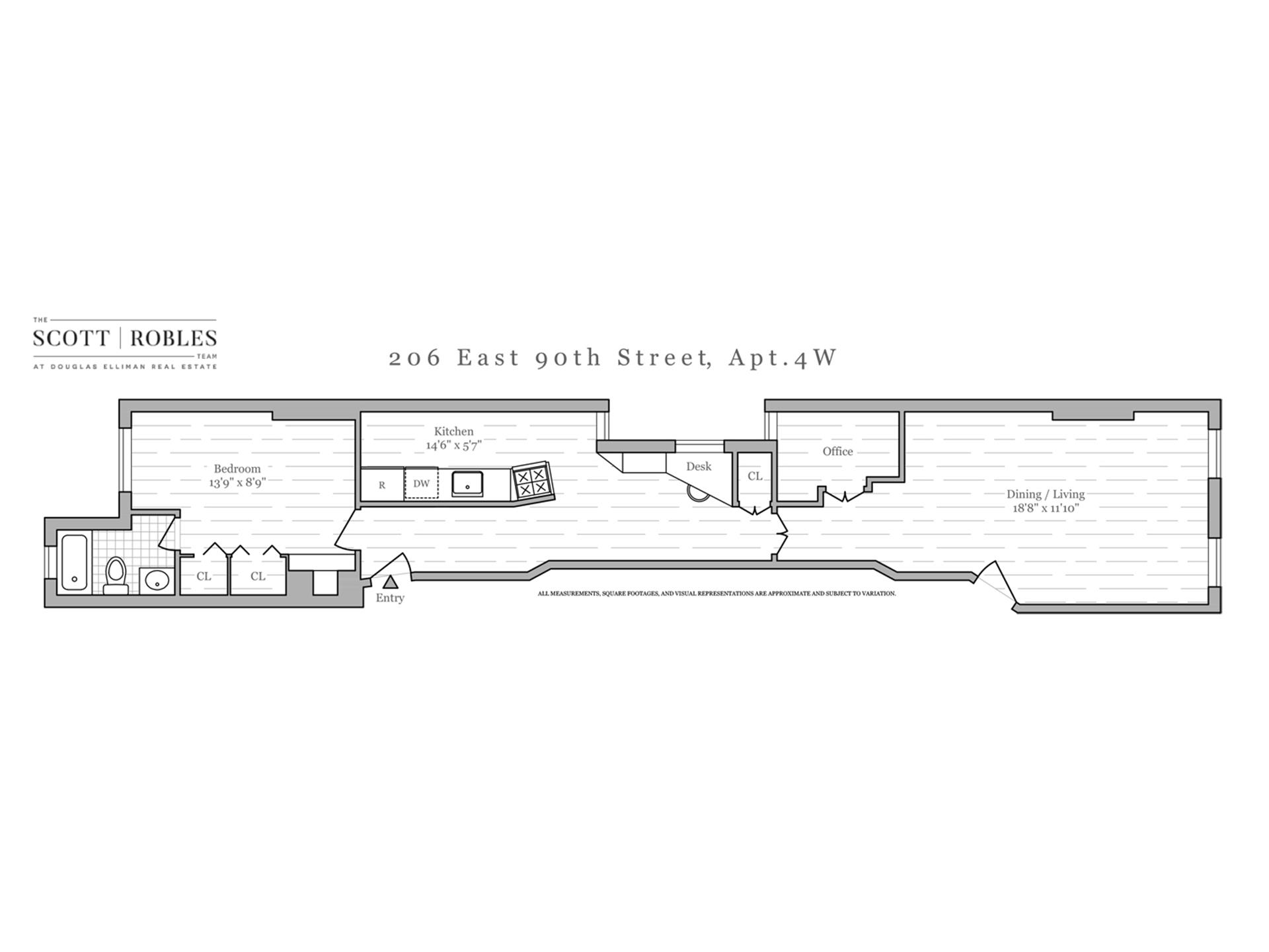 Floorplan for 206 East 90th Street, 4W