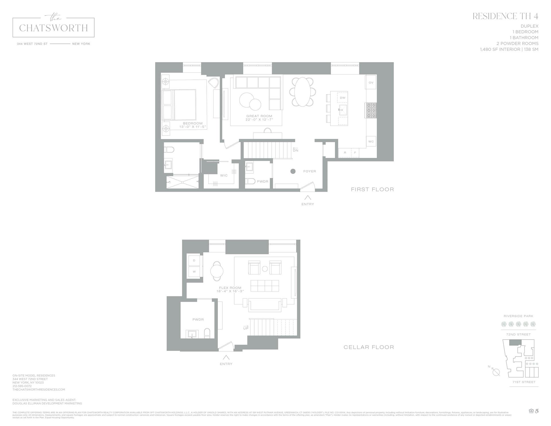 Floorplan for 344 West 72nd Street, TH4