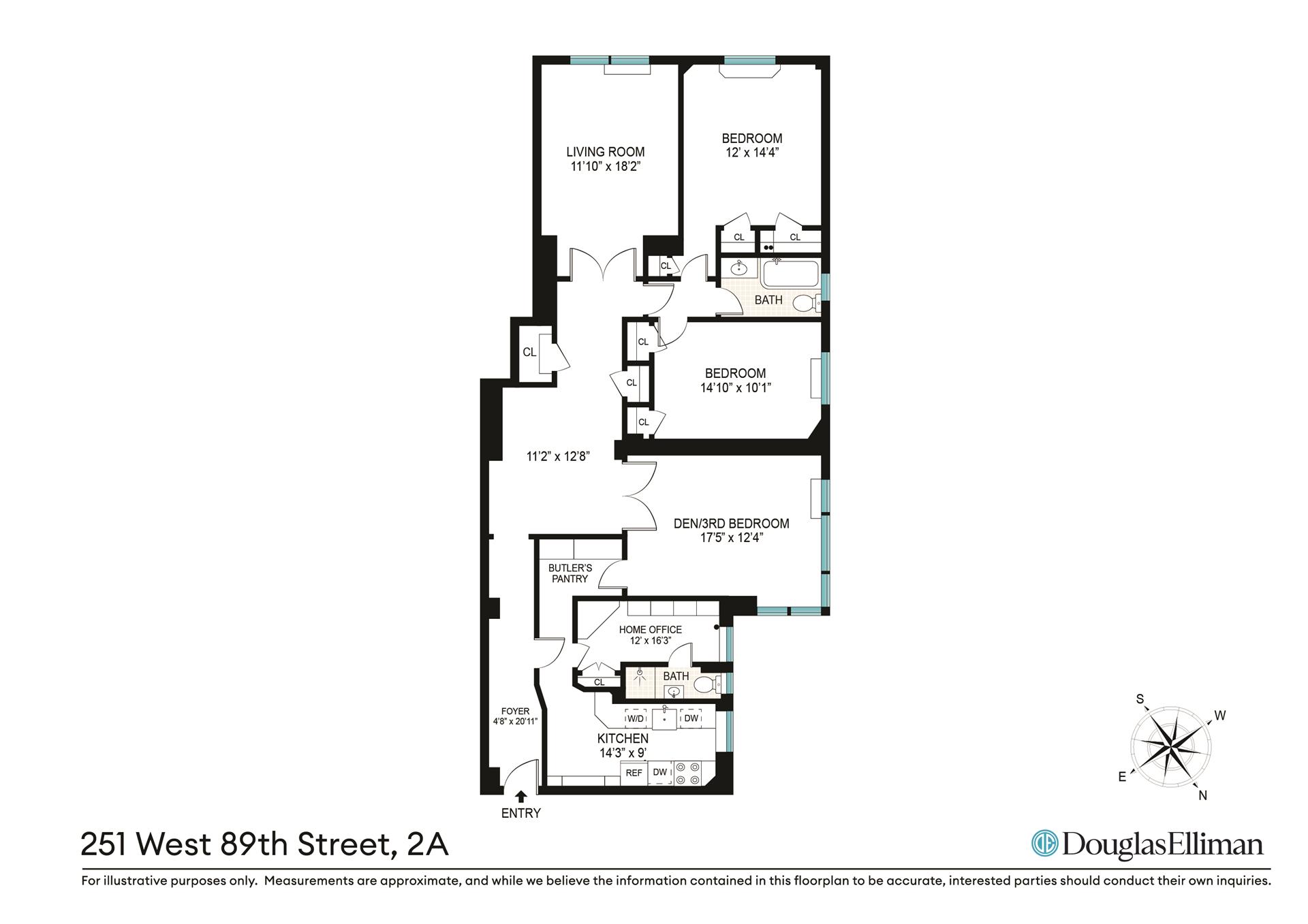 Floorplan for 251 West 89th Street, 2A