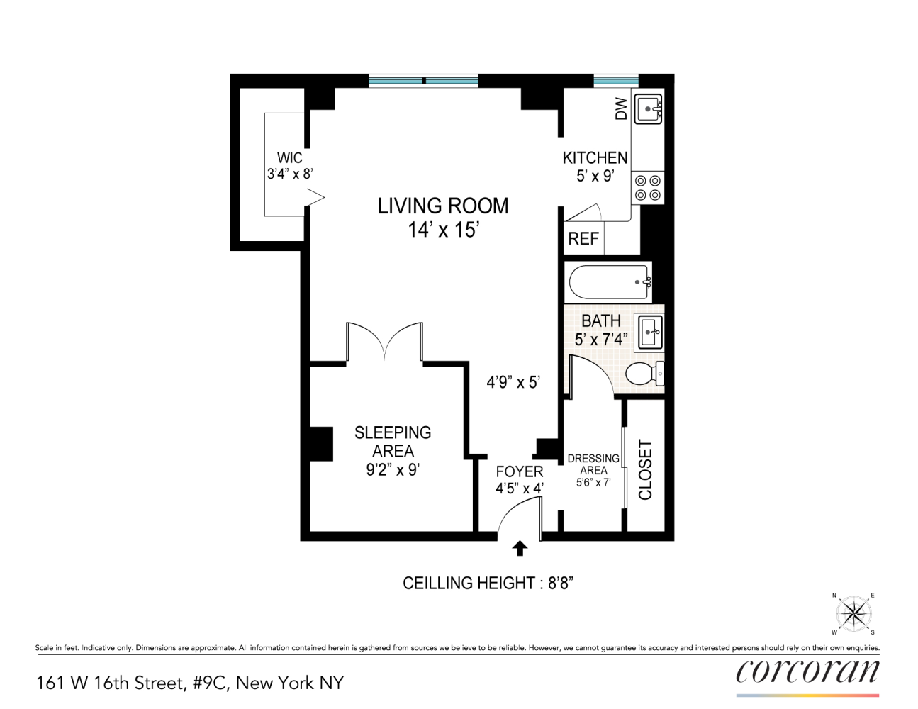 Floorplan for 161 West 16th Street, 9C