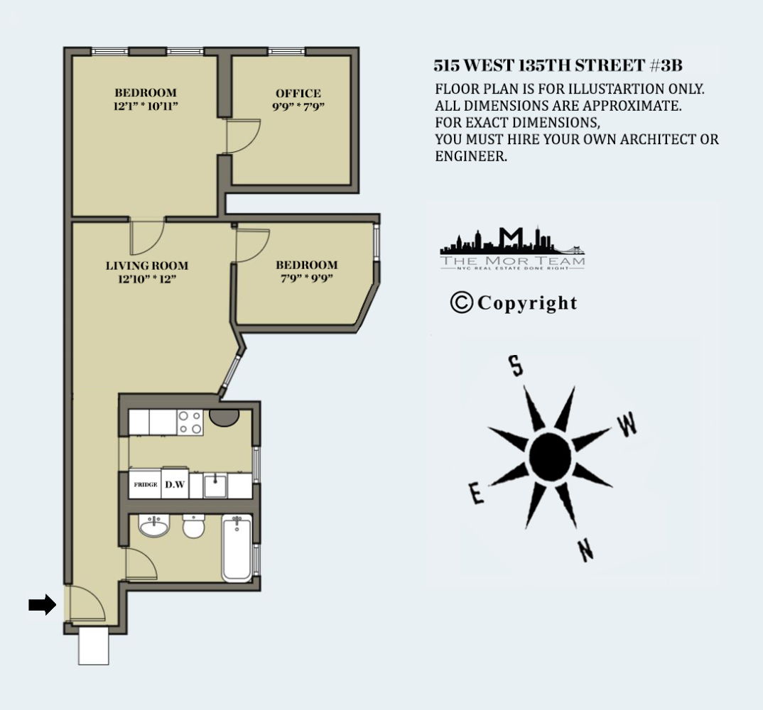 Floorplan for 515 West 135th Street, 3B