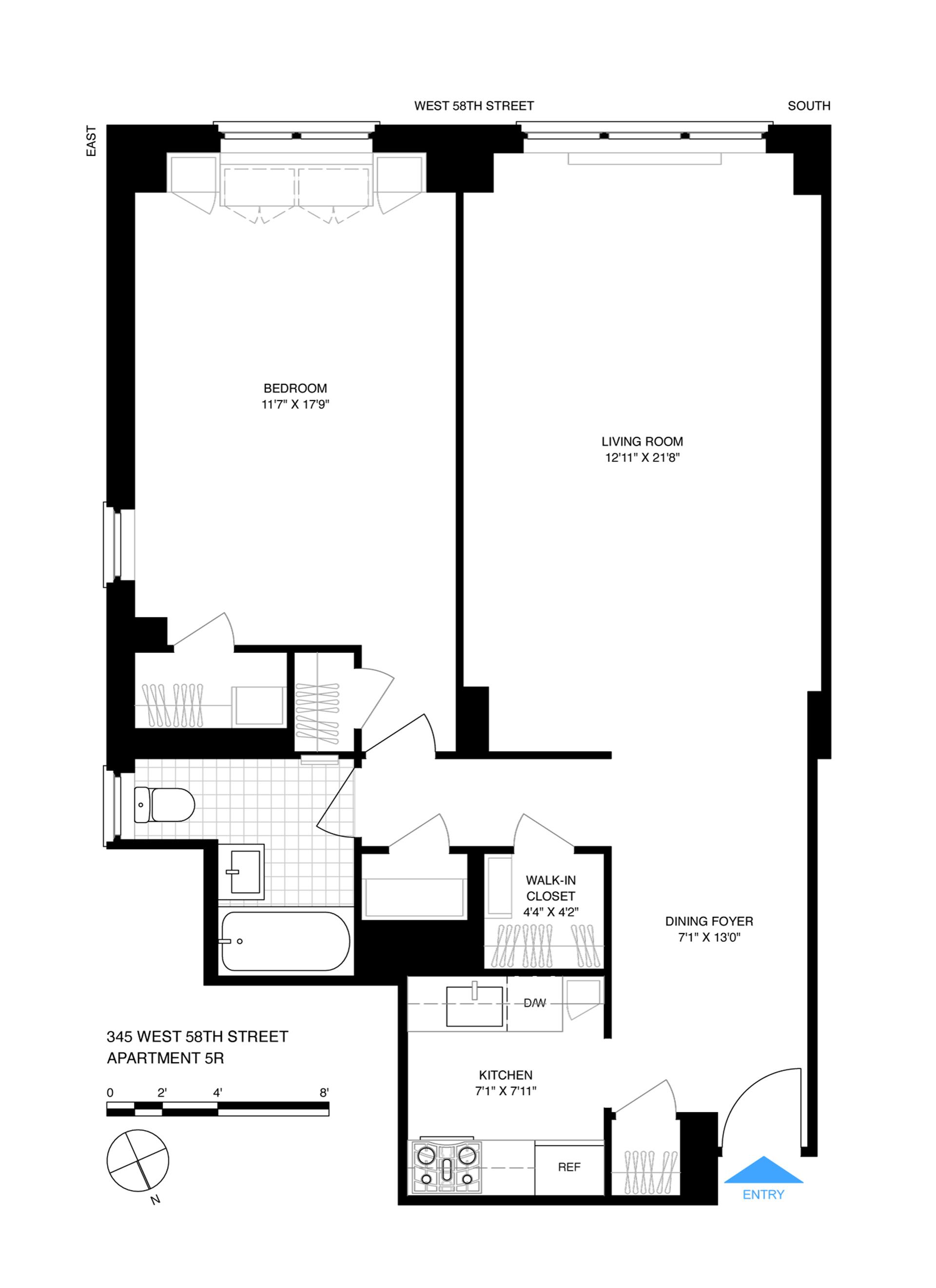 Floorplan for 345 West 58th Street, 5R