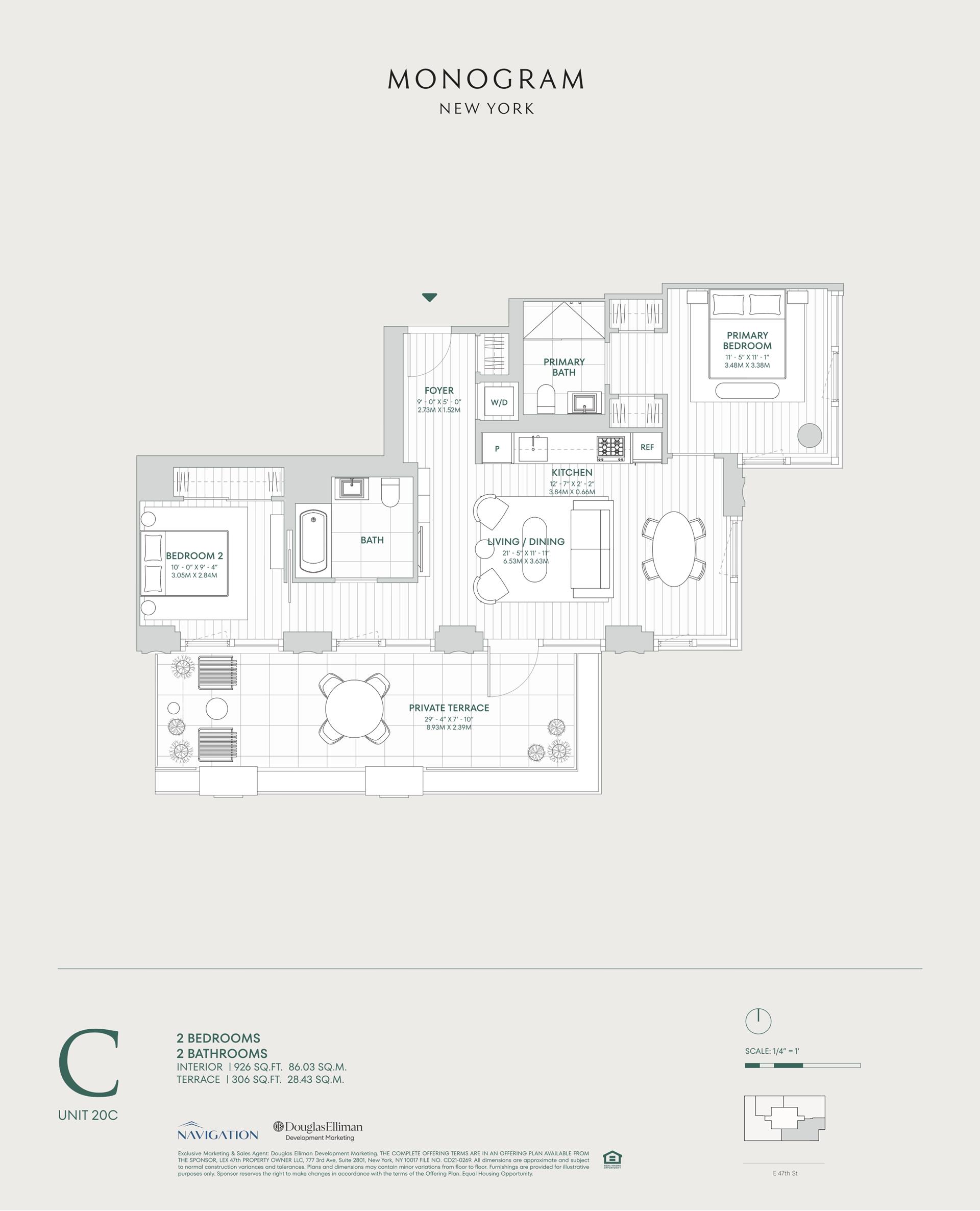 Floorplan for 135 East 47th Street, 20C