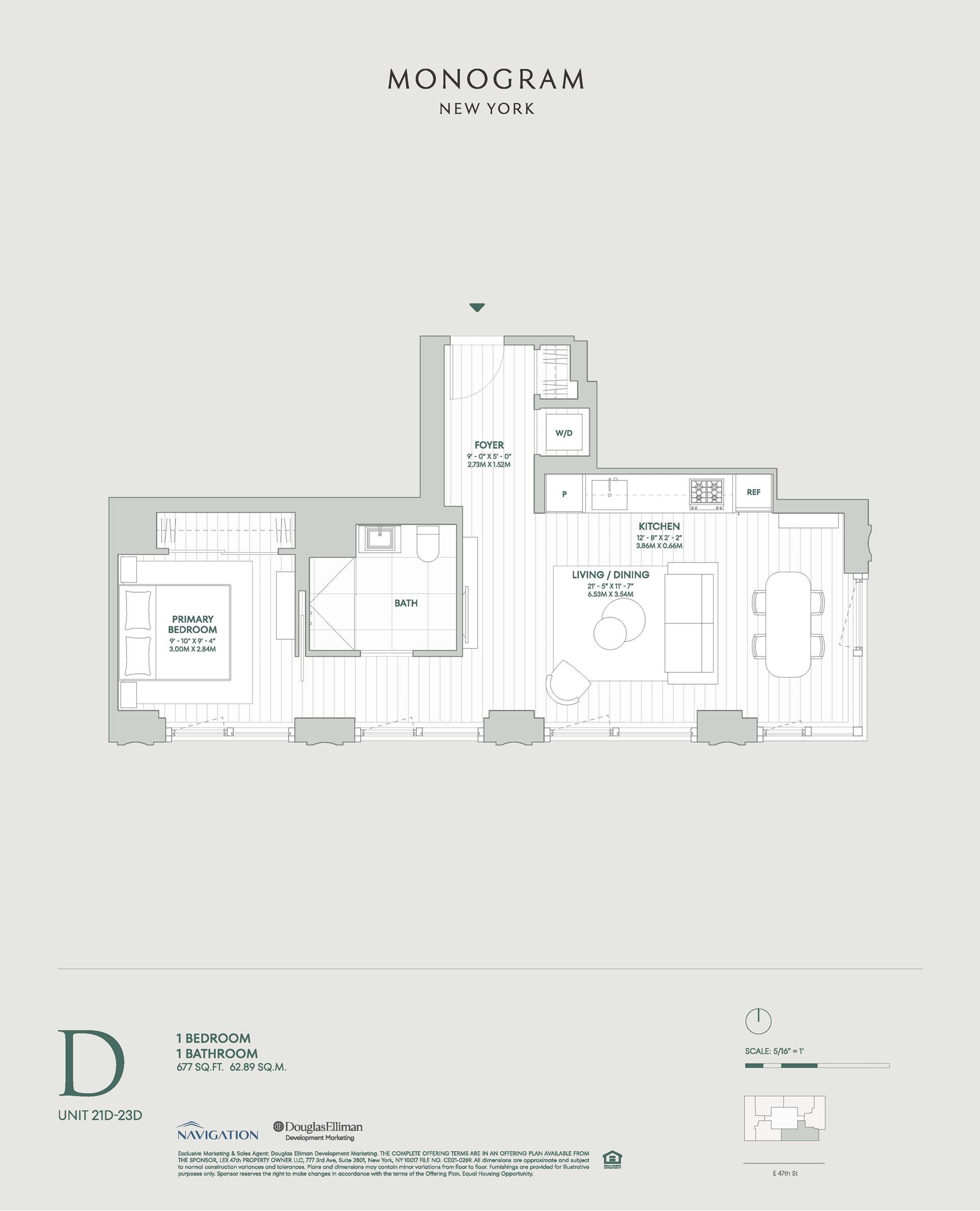 Floorplan for 135 East 47th Street, 21D