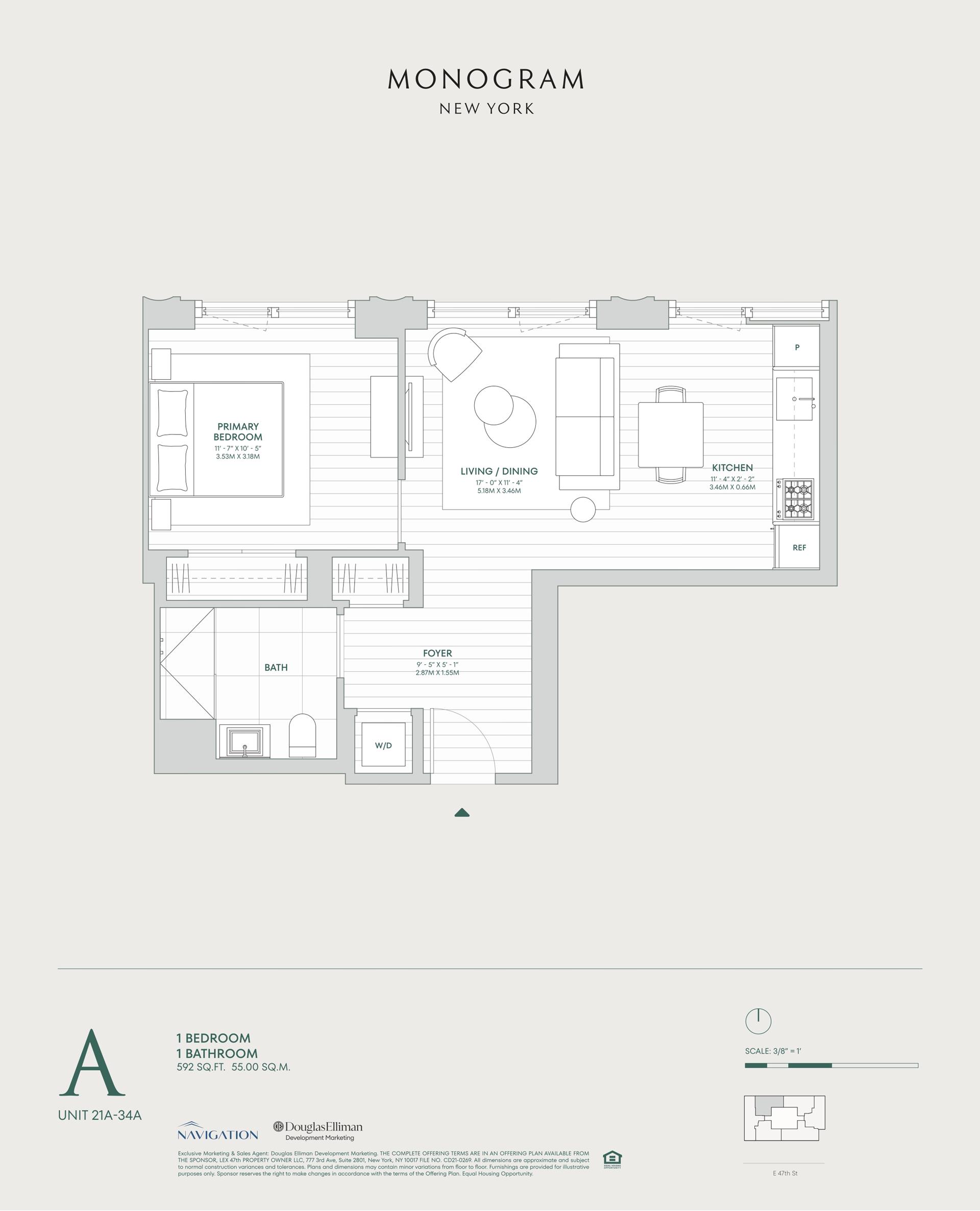 Floorplan for 135 East 47th Street, 27A