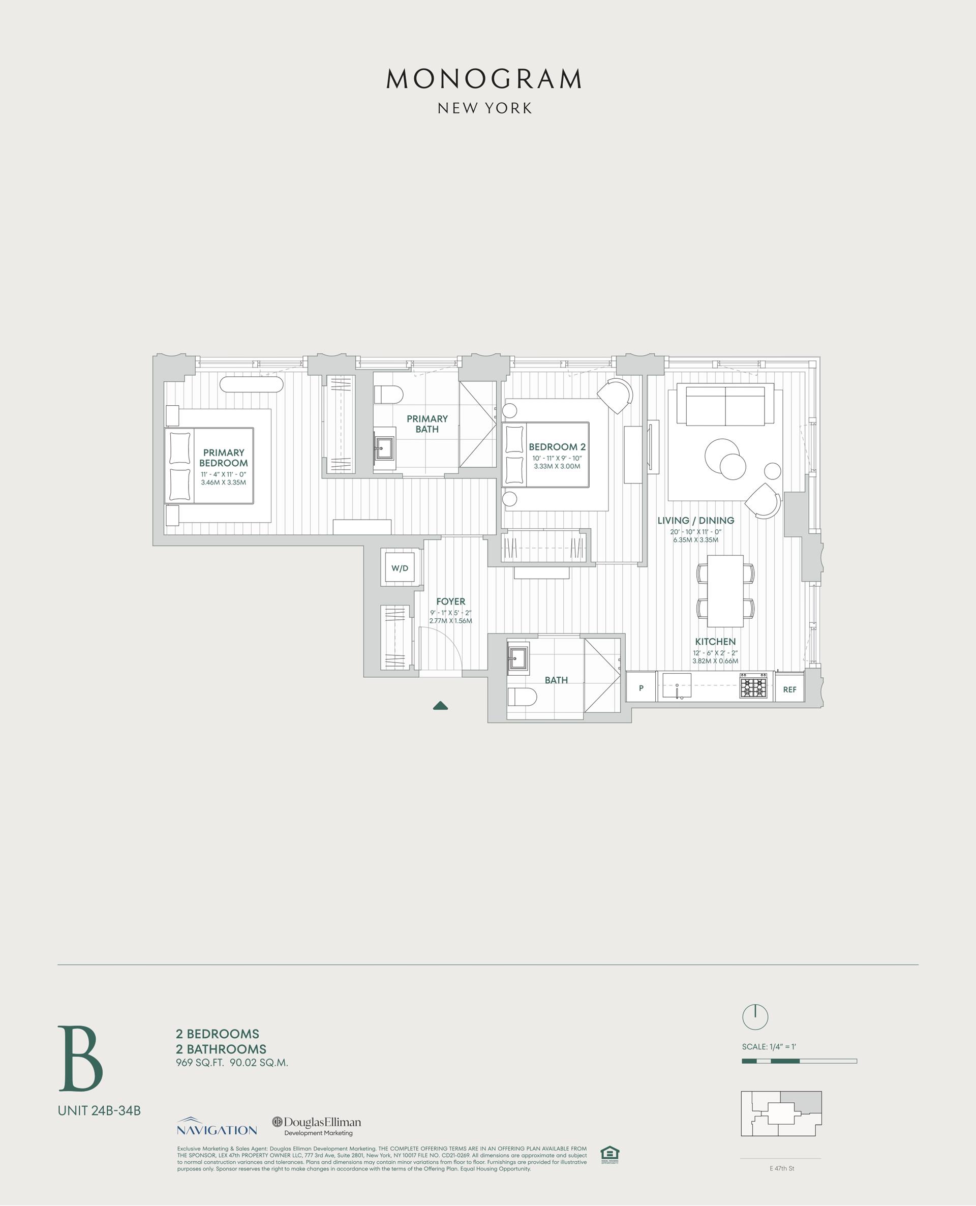 Floorplan for 135 East 47th Street, 27B