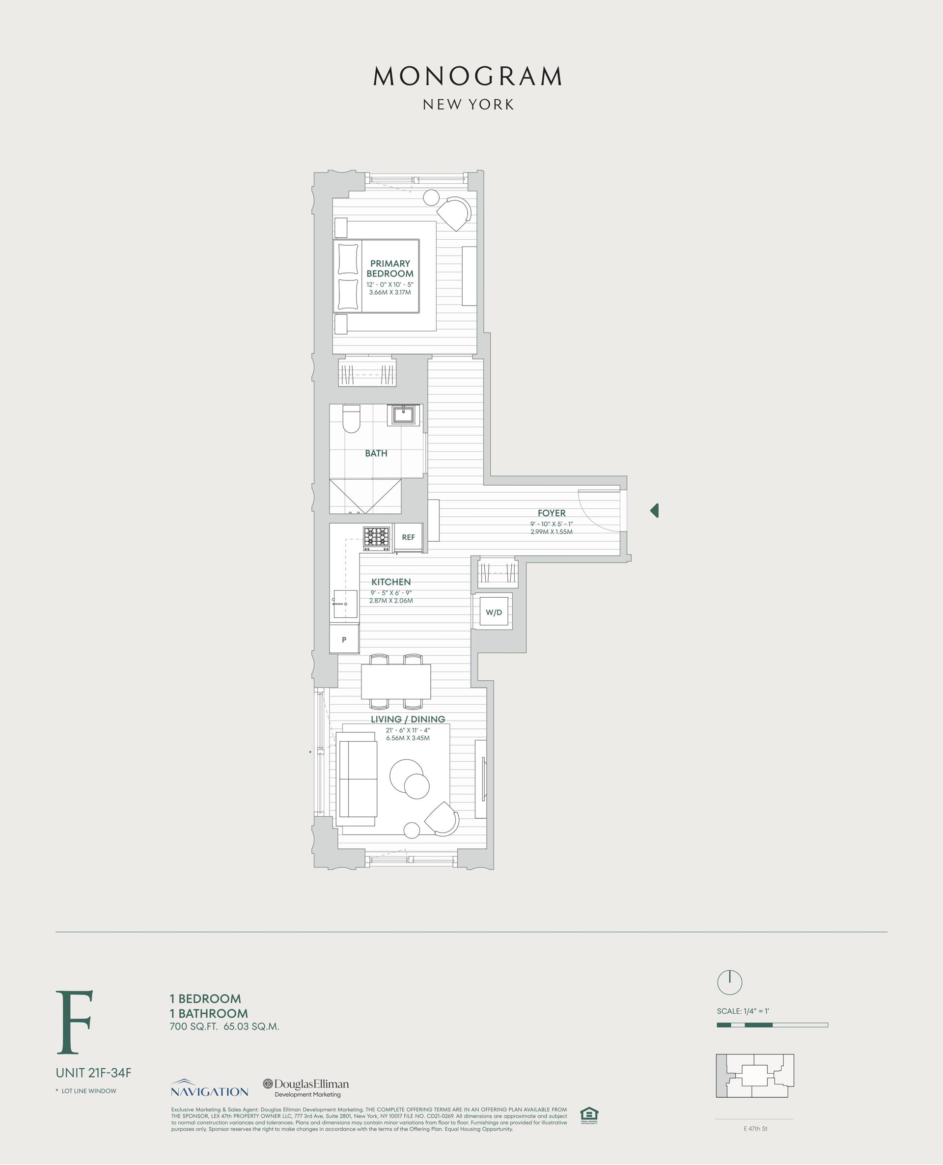 Floorplan for 135 East 47th Street, 27F