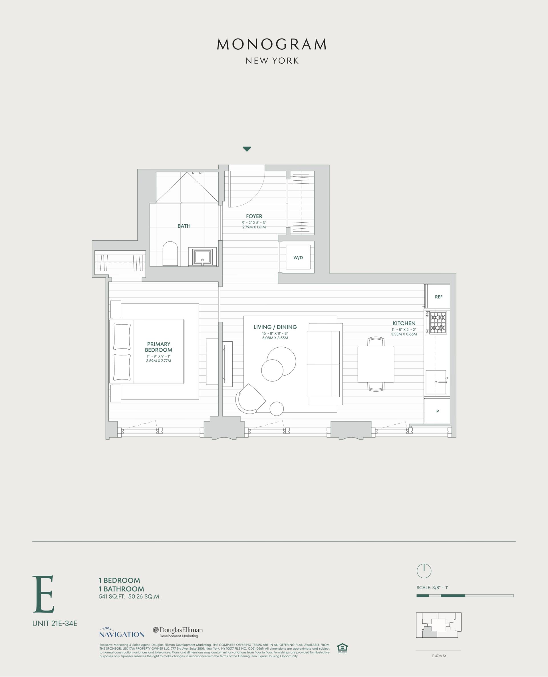 Floorplan for 135 East 47th Street, 27E