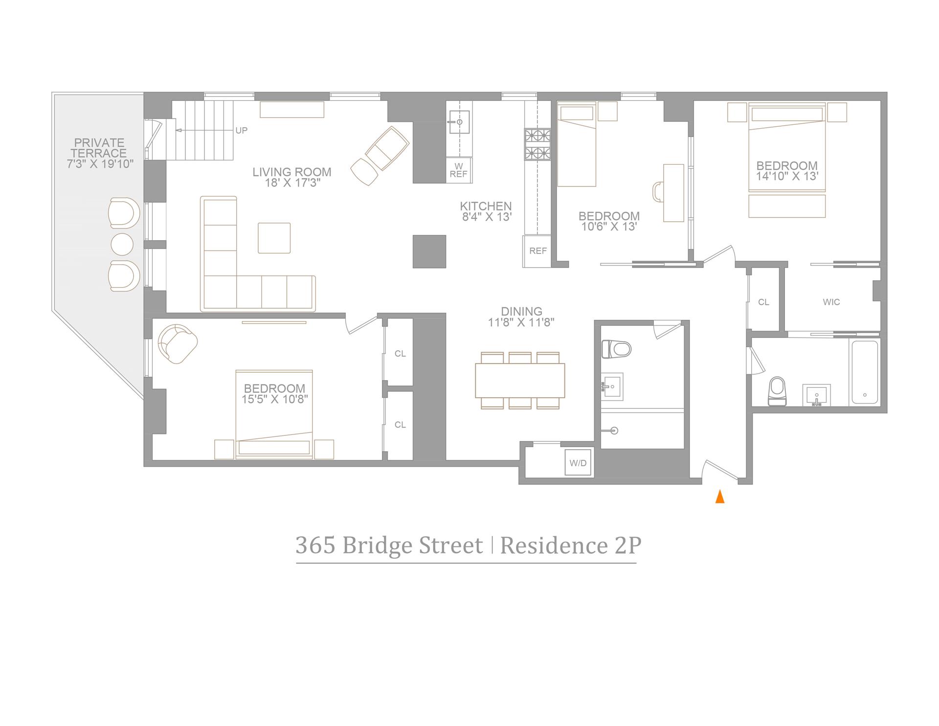 Floorplan for 365 Bridge Street, 2P