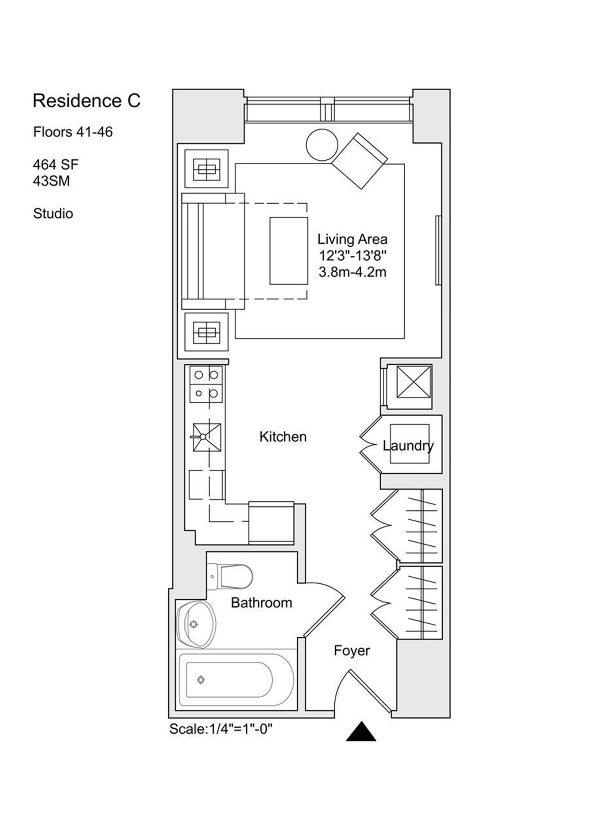 Floorplan for 400 5th Avenue, 44C