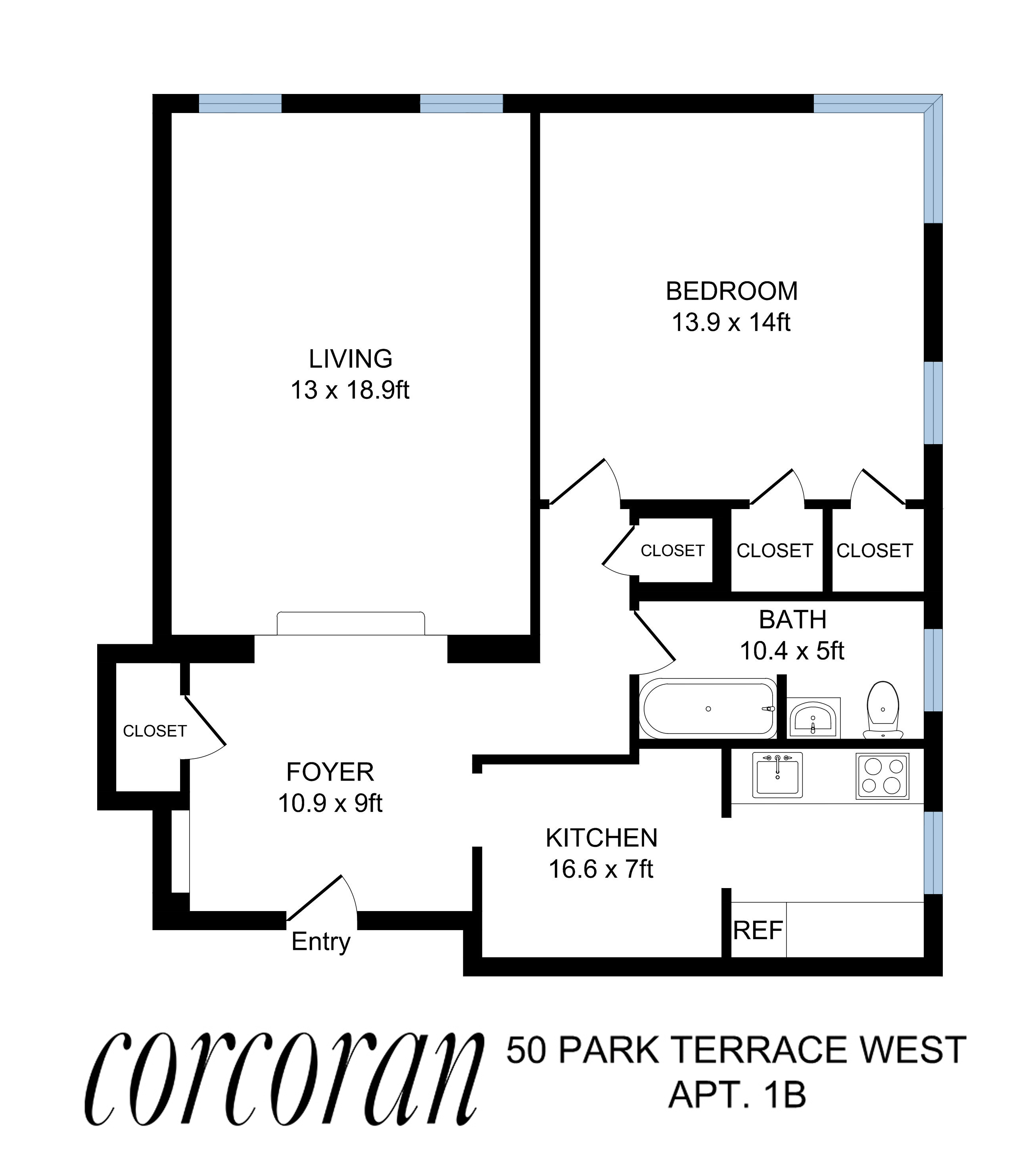 Floorplan for 50 Park Terrace, 1B