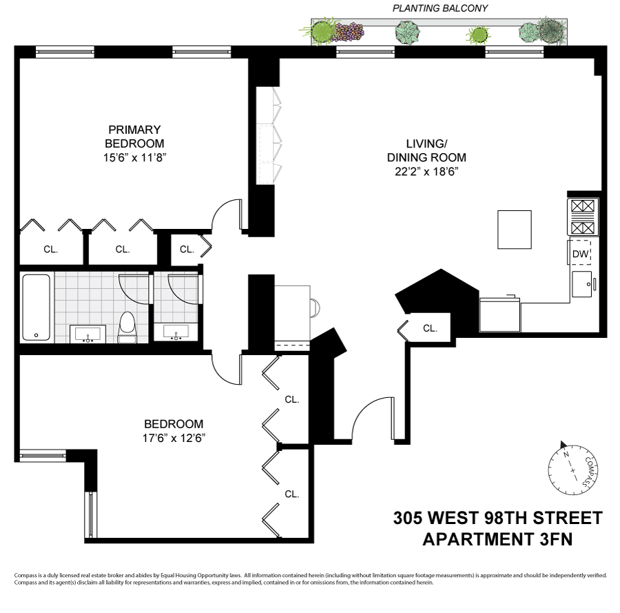 Floorplan for 305 West 98th Street, 3FN