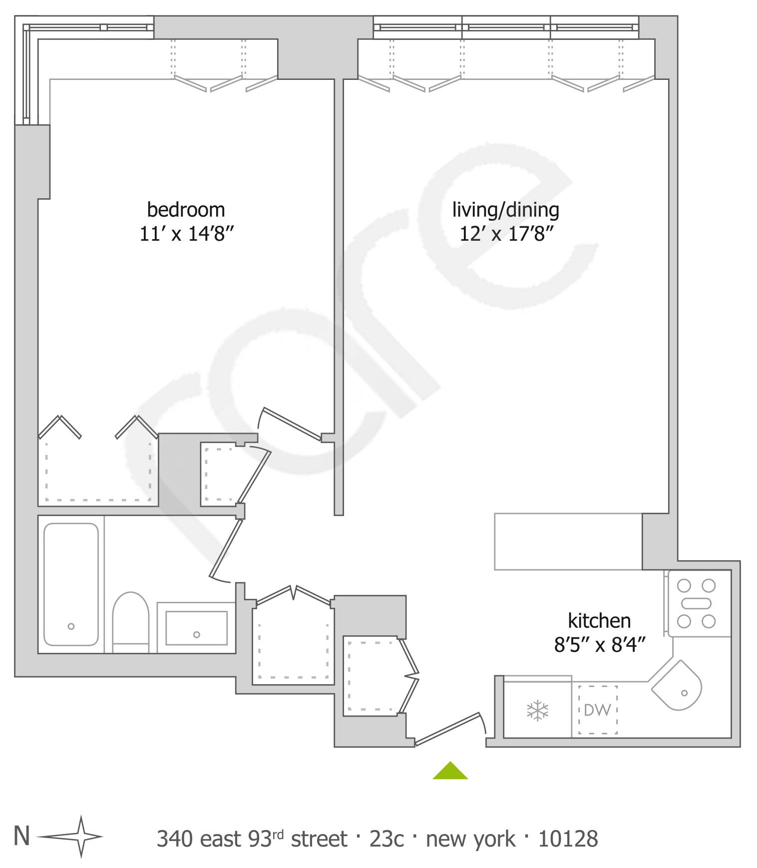 Floorplan for 340 East 93rd Street, 23C