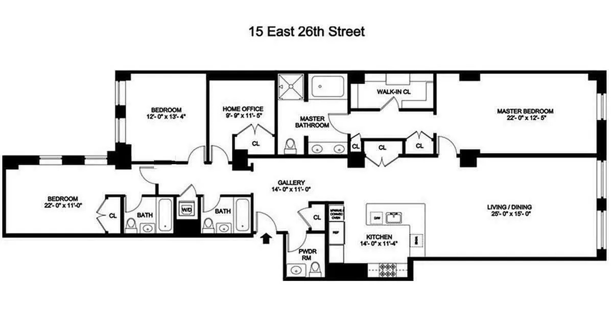 Floorplan for 15 East 26th Street, 9F