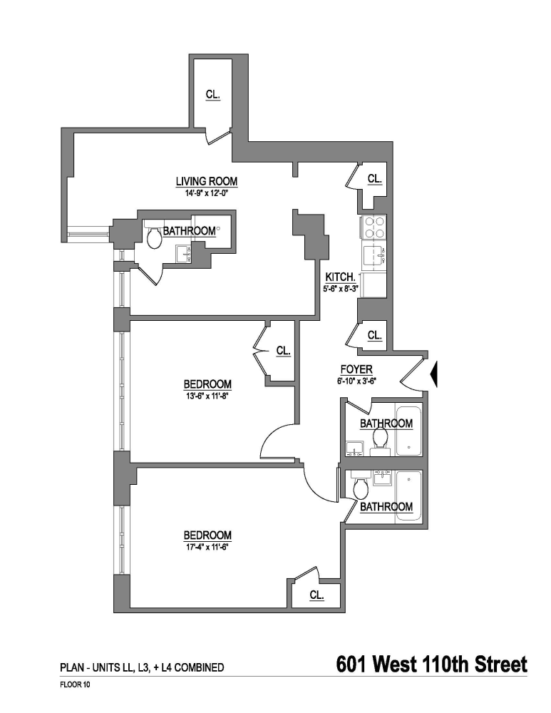 Floorplan for 2841 Broadway, 10L4