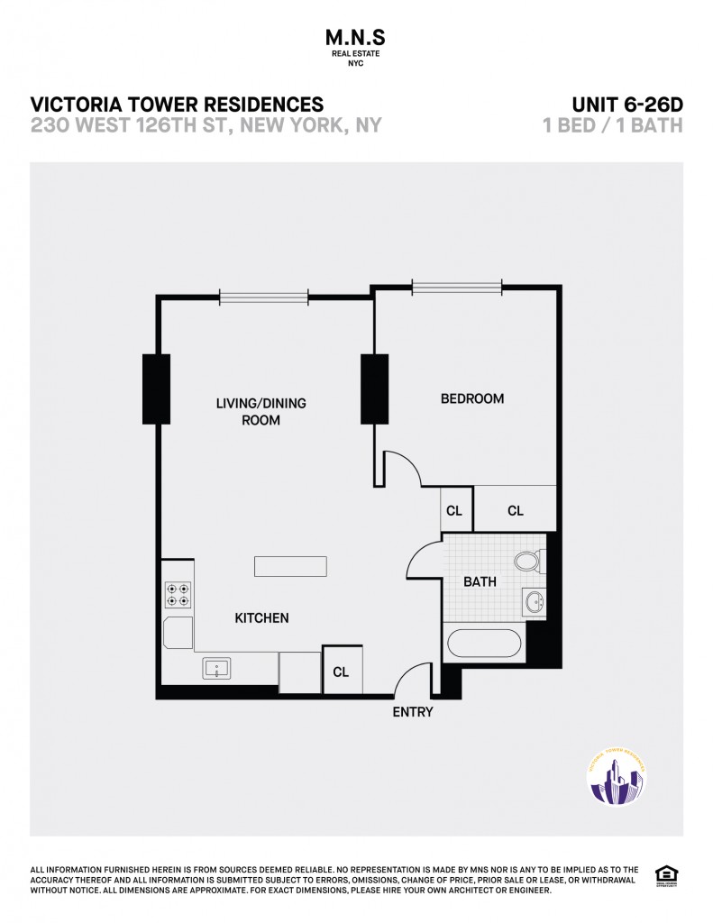 Floorplan for 230 West 126th Street, 22-D