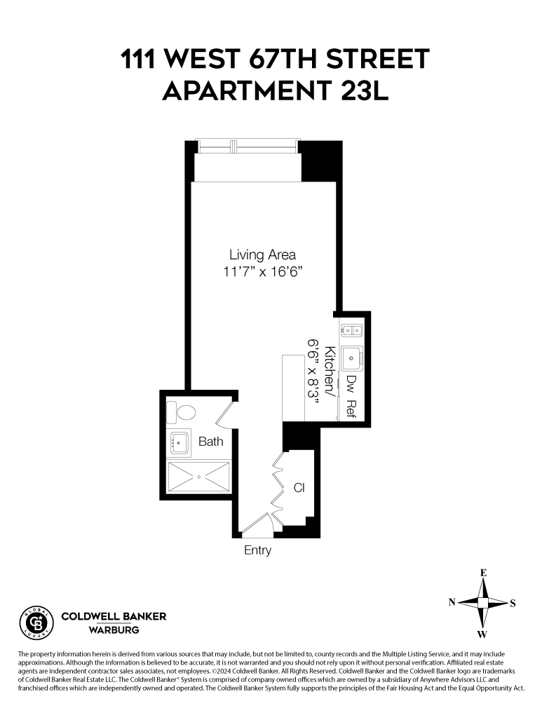 Floorplan for 111 West 67th Street, 23L