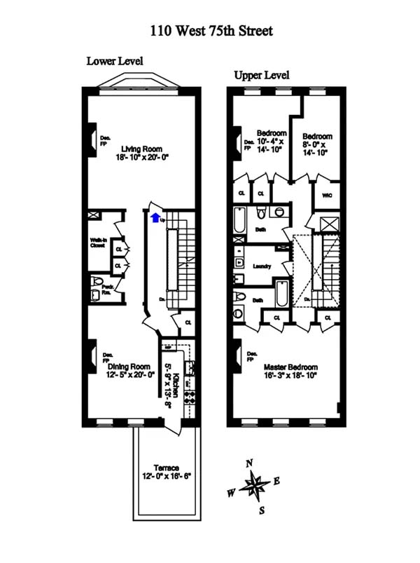 Floorplan for 110 West 75th Street, 3/4