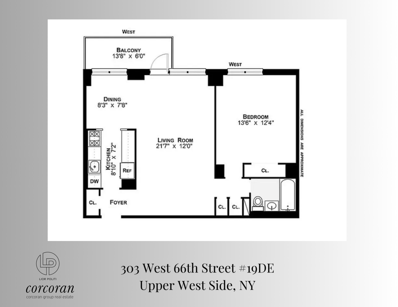 Floorplan for 303 West 66th Street, 19ED