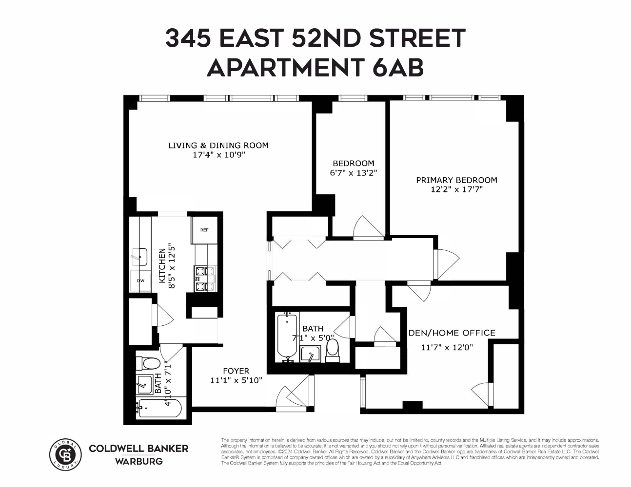 Floorplan for 345 East 52nd Street, 6AB