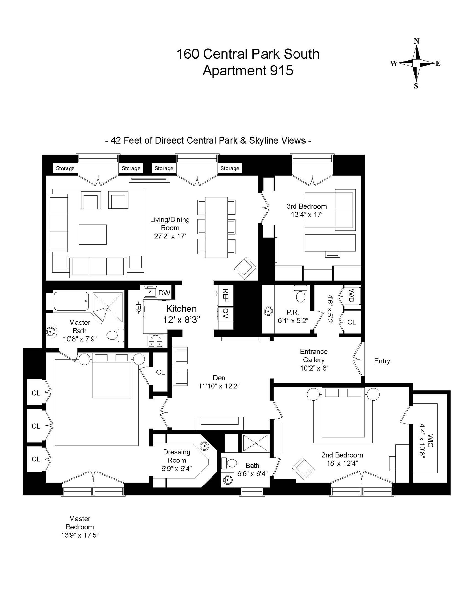 Floorplan for 160 Central Park, 915