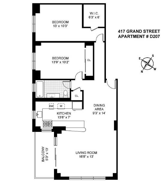 Floorplan for 417 Grand Street, D207