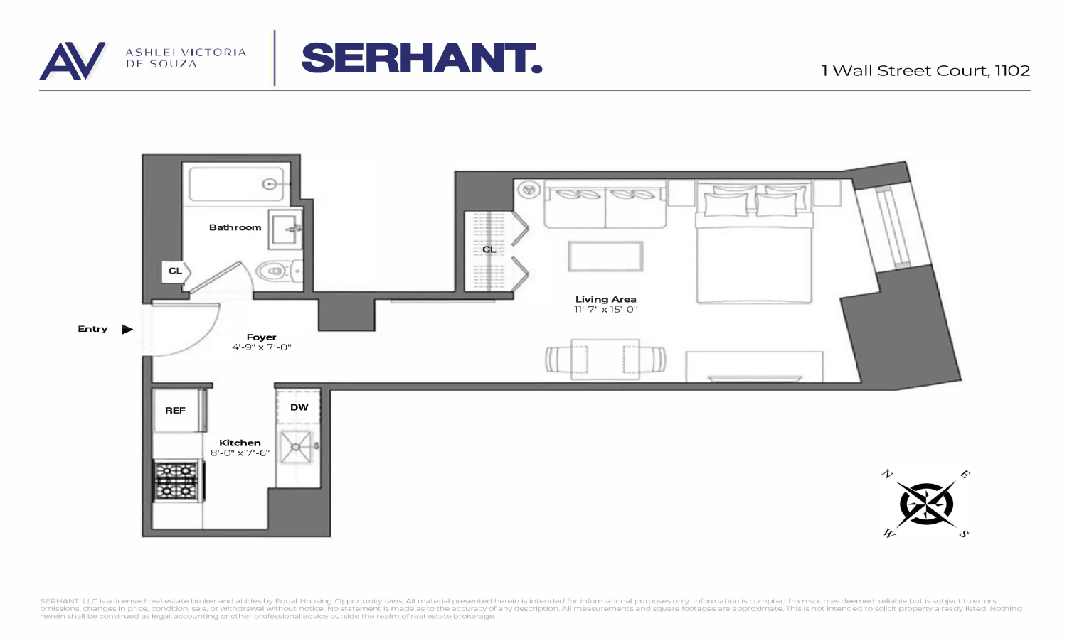 Floorplan for 1 Wall Street Court, 1102