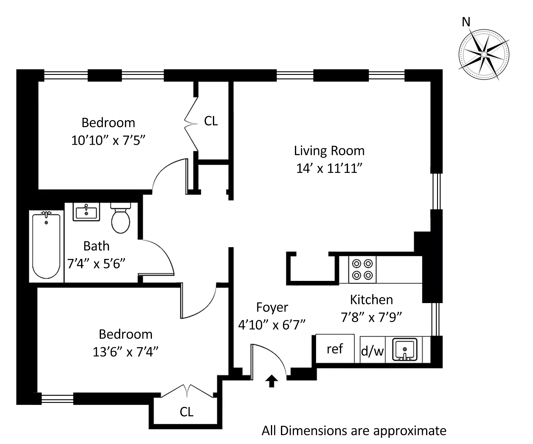 Floorplan for 307 West 111th Street, 2R