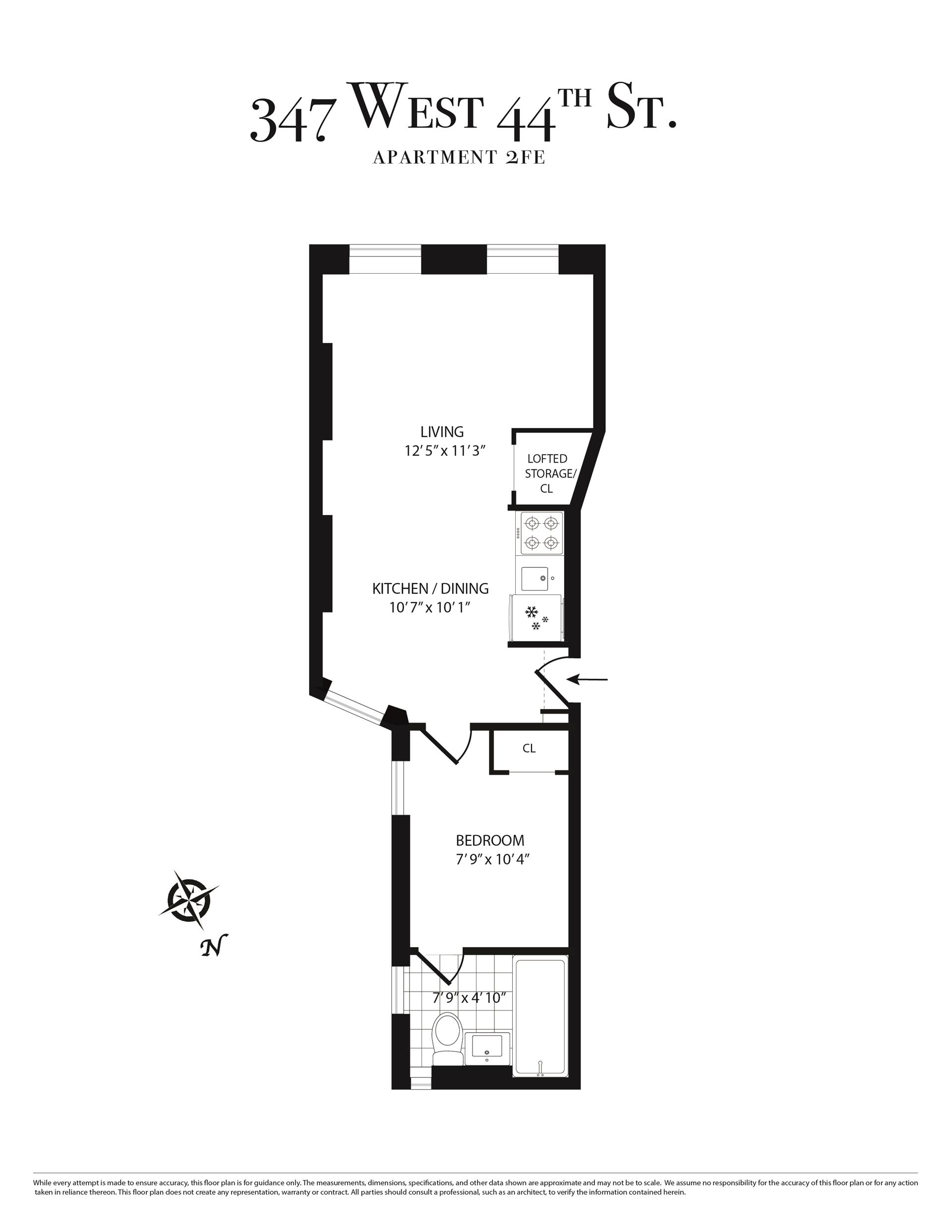 Floorplan for 347 West 44th Street, 2FE