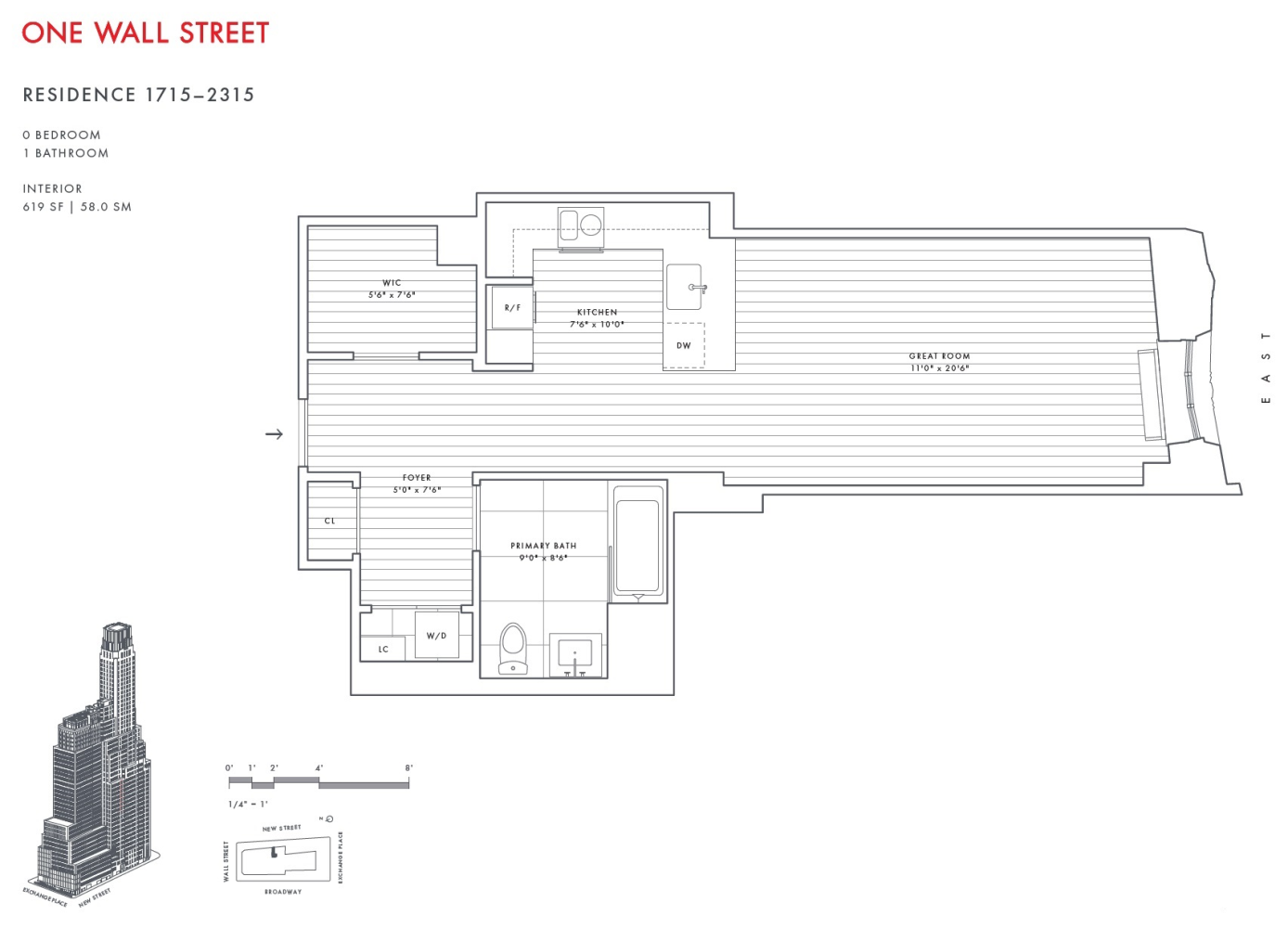 Floorplan for 1 Wall Street, 1715