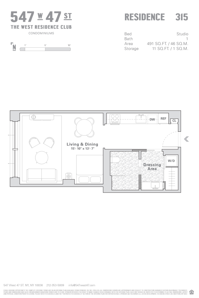 Floorplan for 547 West 47th Street, 315