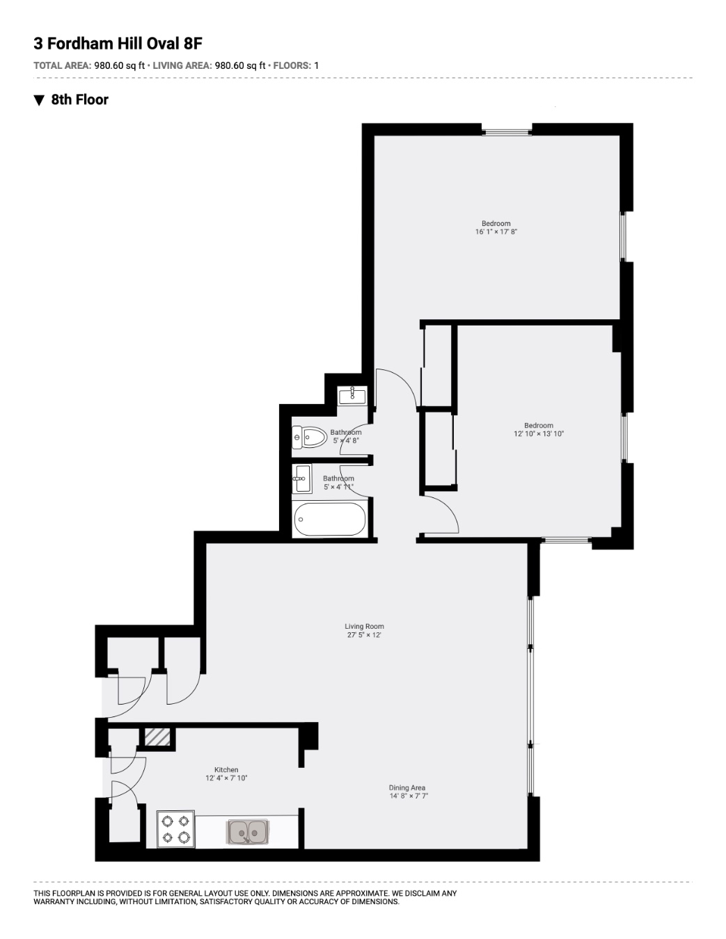 Floorplan for 3 Fordham Hill Oval, 8F