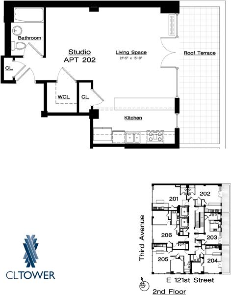 Floorplan for 203 East 121st Street, 202