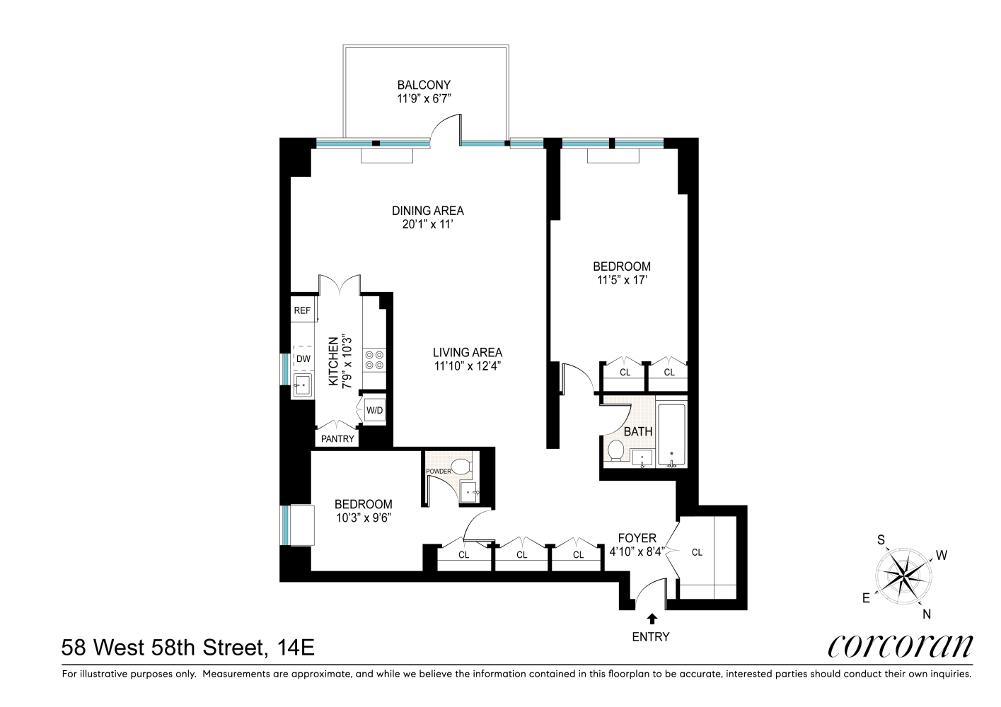 Floorplan for 58 West 58th Street, 14E