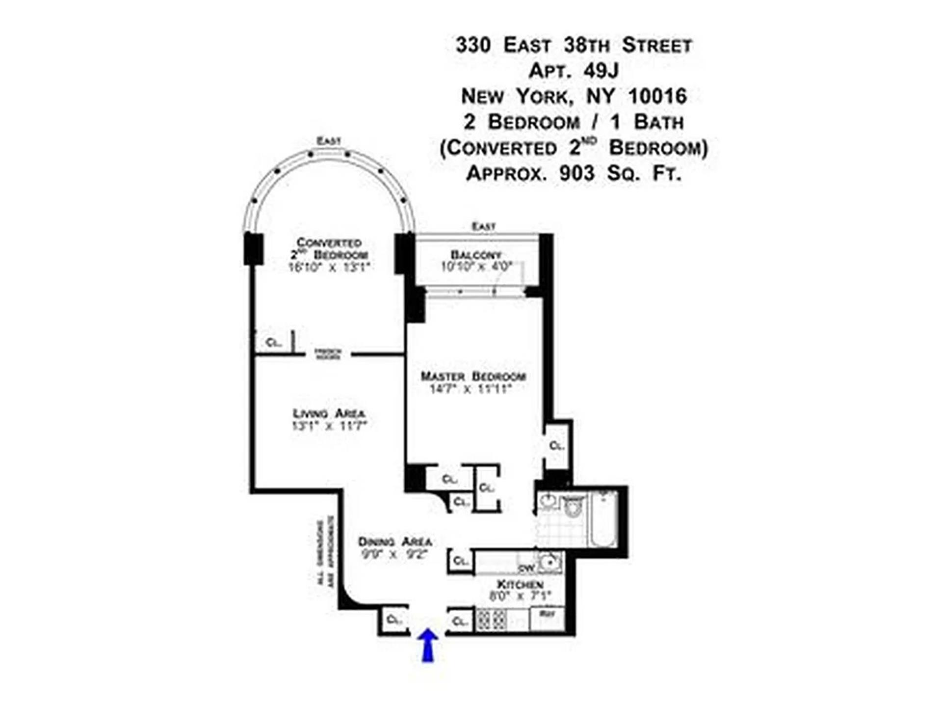 Floorplan for 330 East 38th Street, 49J