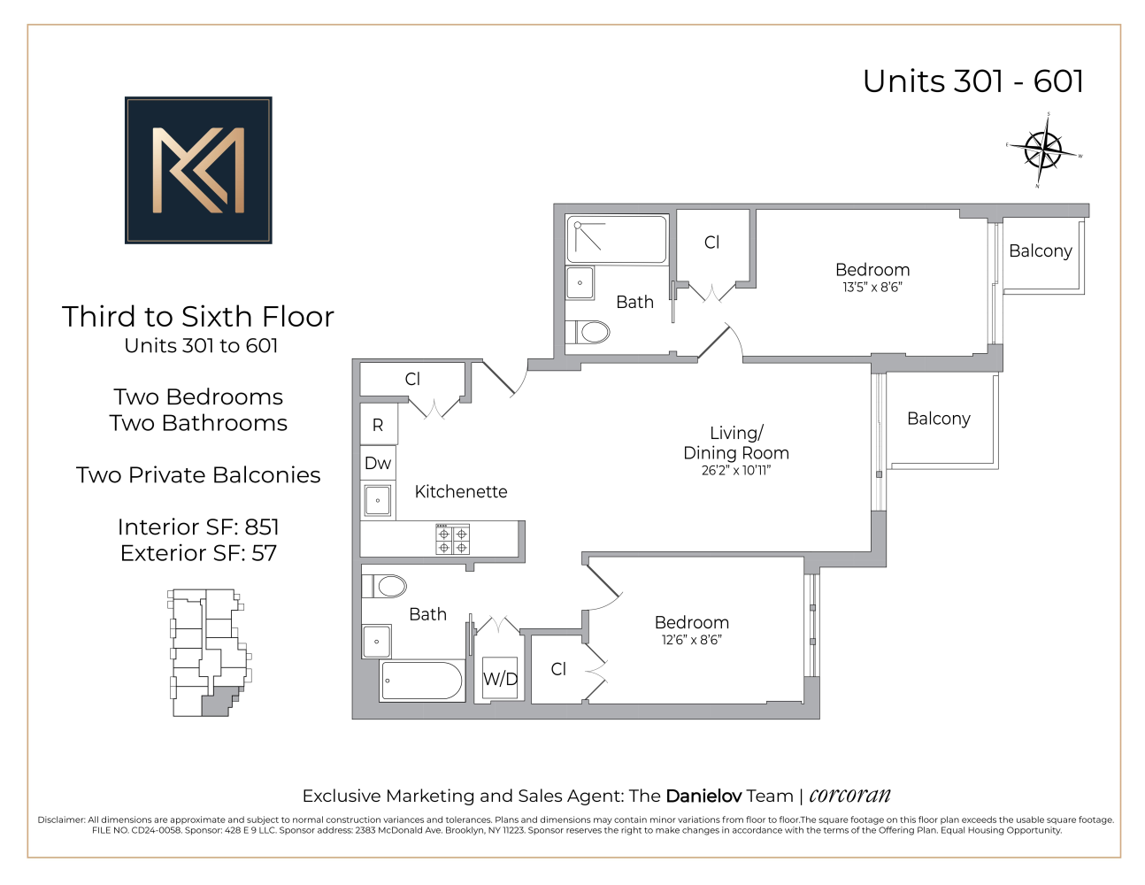 Floorplan for 428 East 9th Street, 301