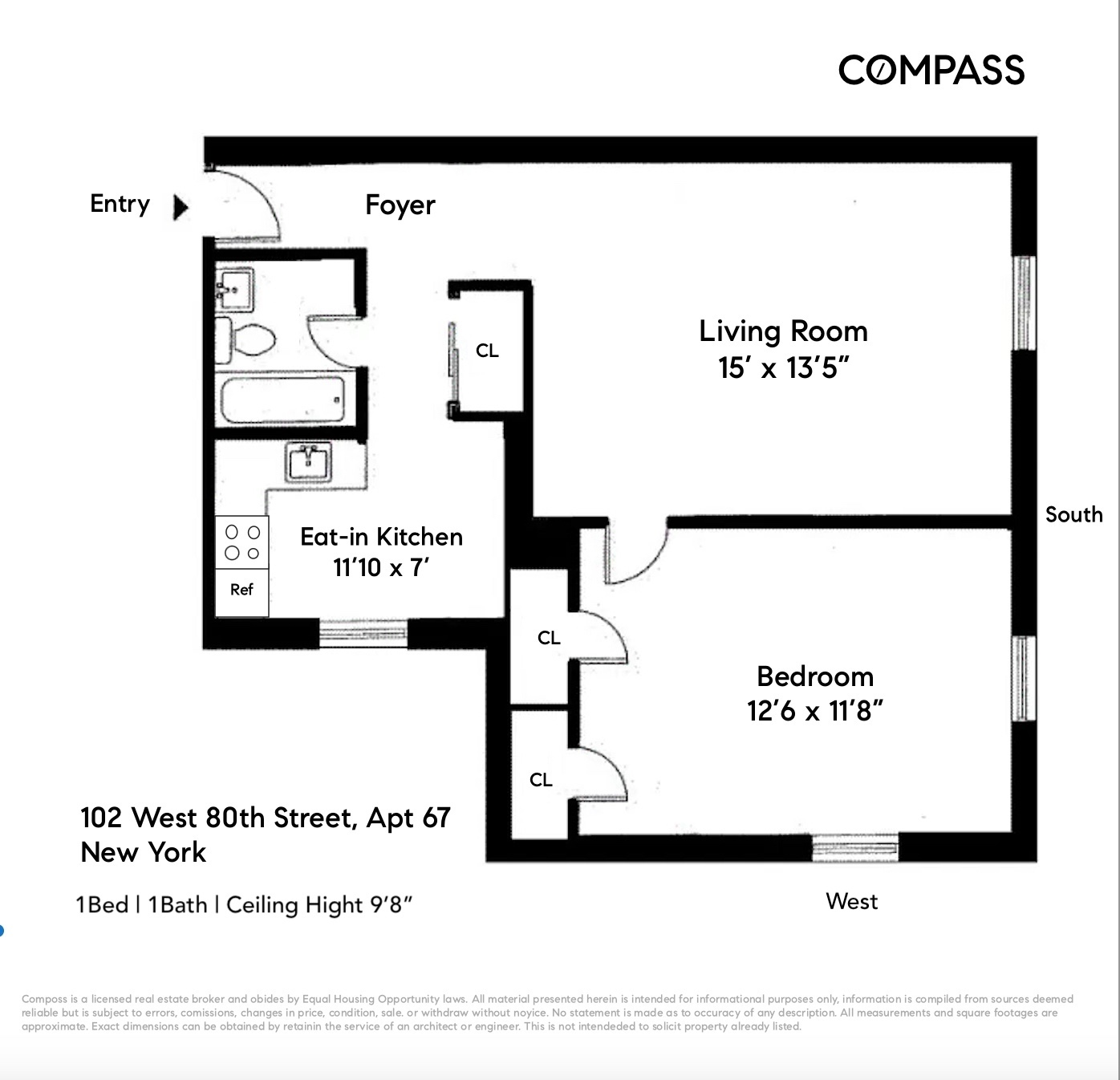 Floorplan for 102 West 80th Street, 67