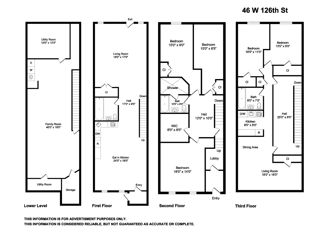 Floorplan for 46 West 126th Street, TH