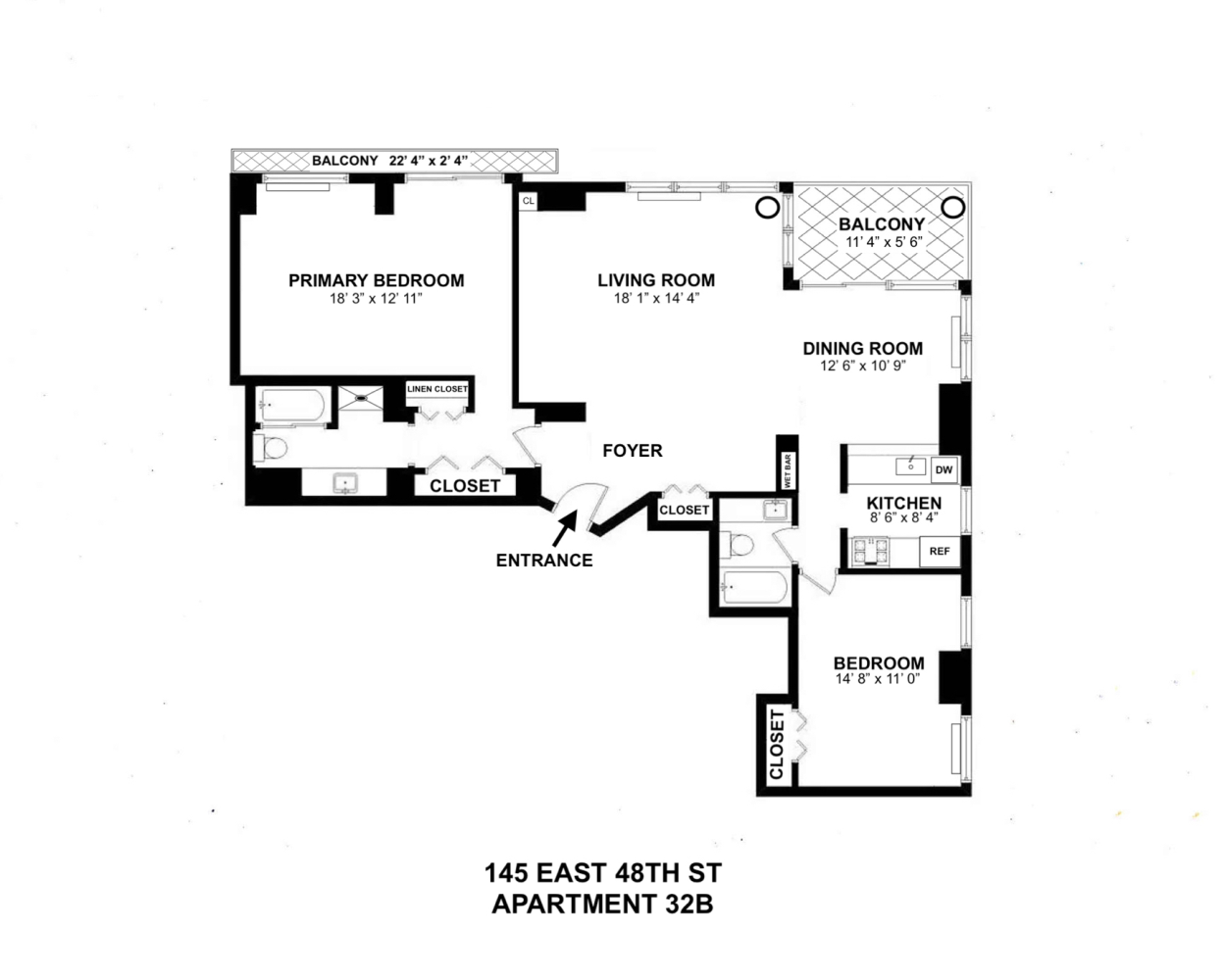 Floorplan for 145 East 48th Street, 32B