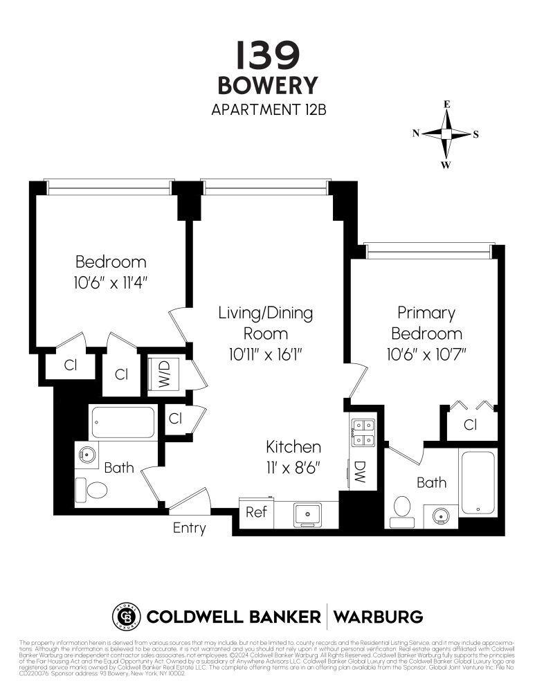 Floorplan for 139 Bowery, 12B