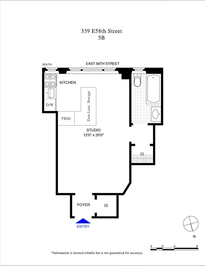 Floorplan for 339 East 58th Street, 5B