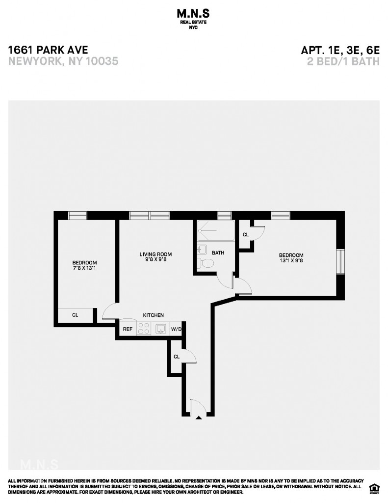 Floorplan for 1661 Park Avenue, 3-E