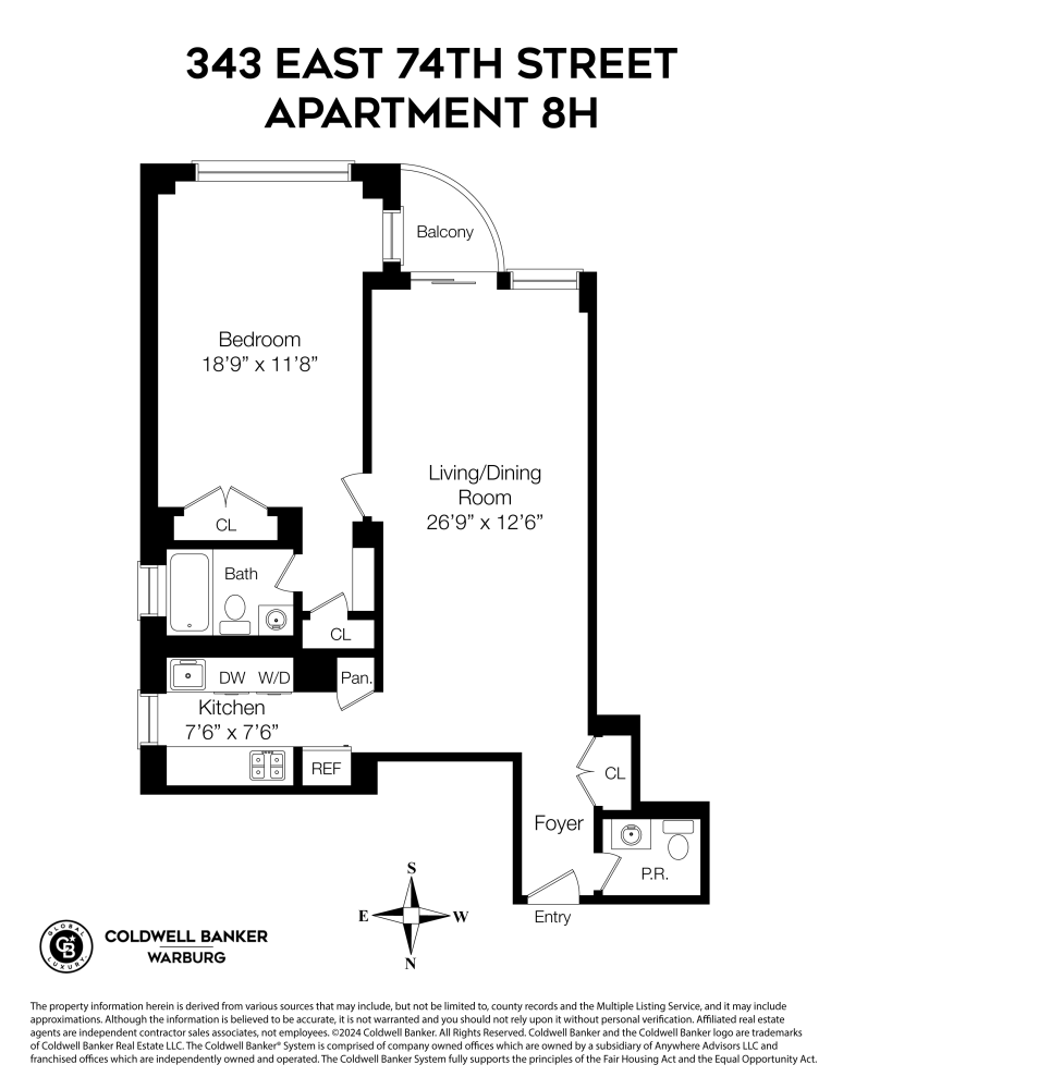 Floorplan for 343 East 74th Street, 8H