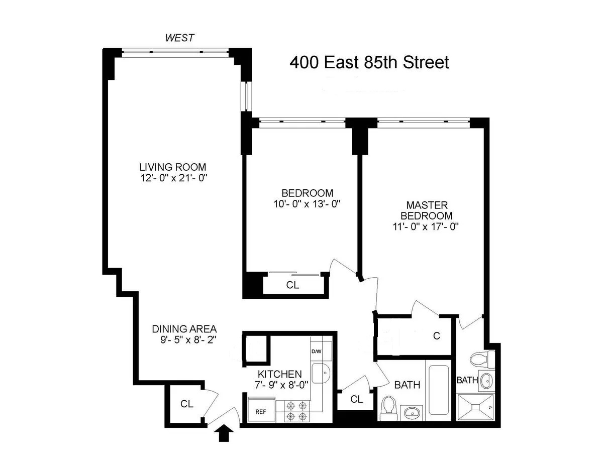 Floorplan for 400 East 85th Street, 14F