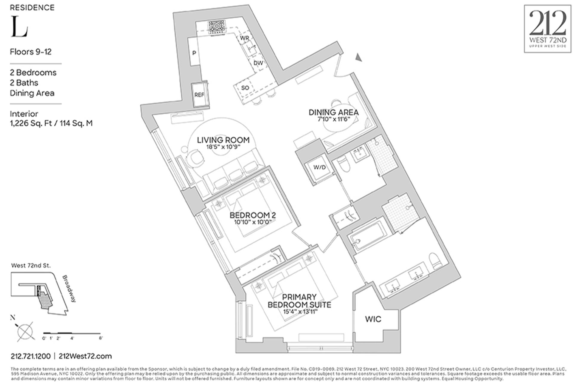 Floorplan for 212 West 72nd Street, 11L