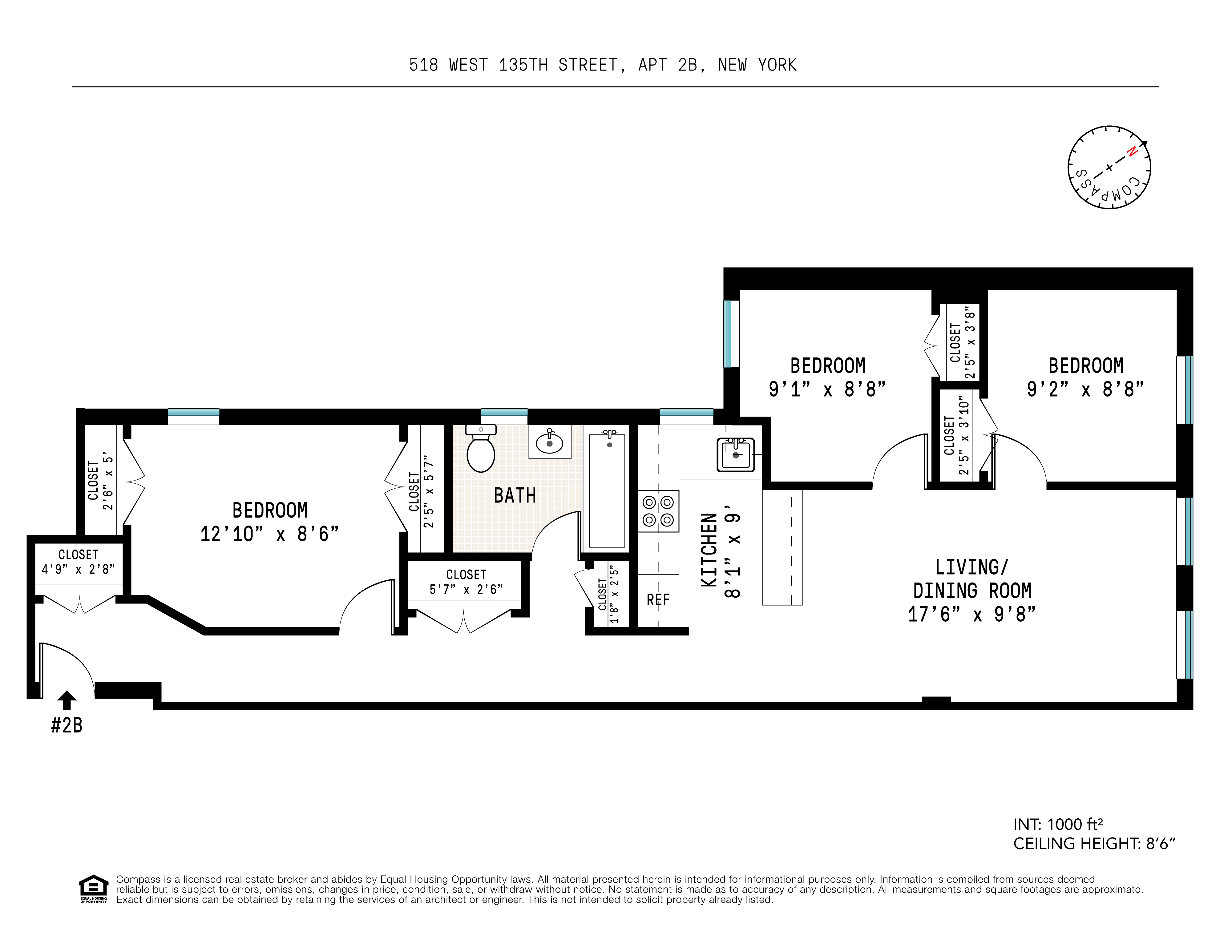 Floorplan for 518 West 135th Street, 2B