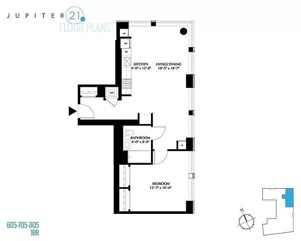 Floorplan for 21 East 1st Street, 705