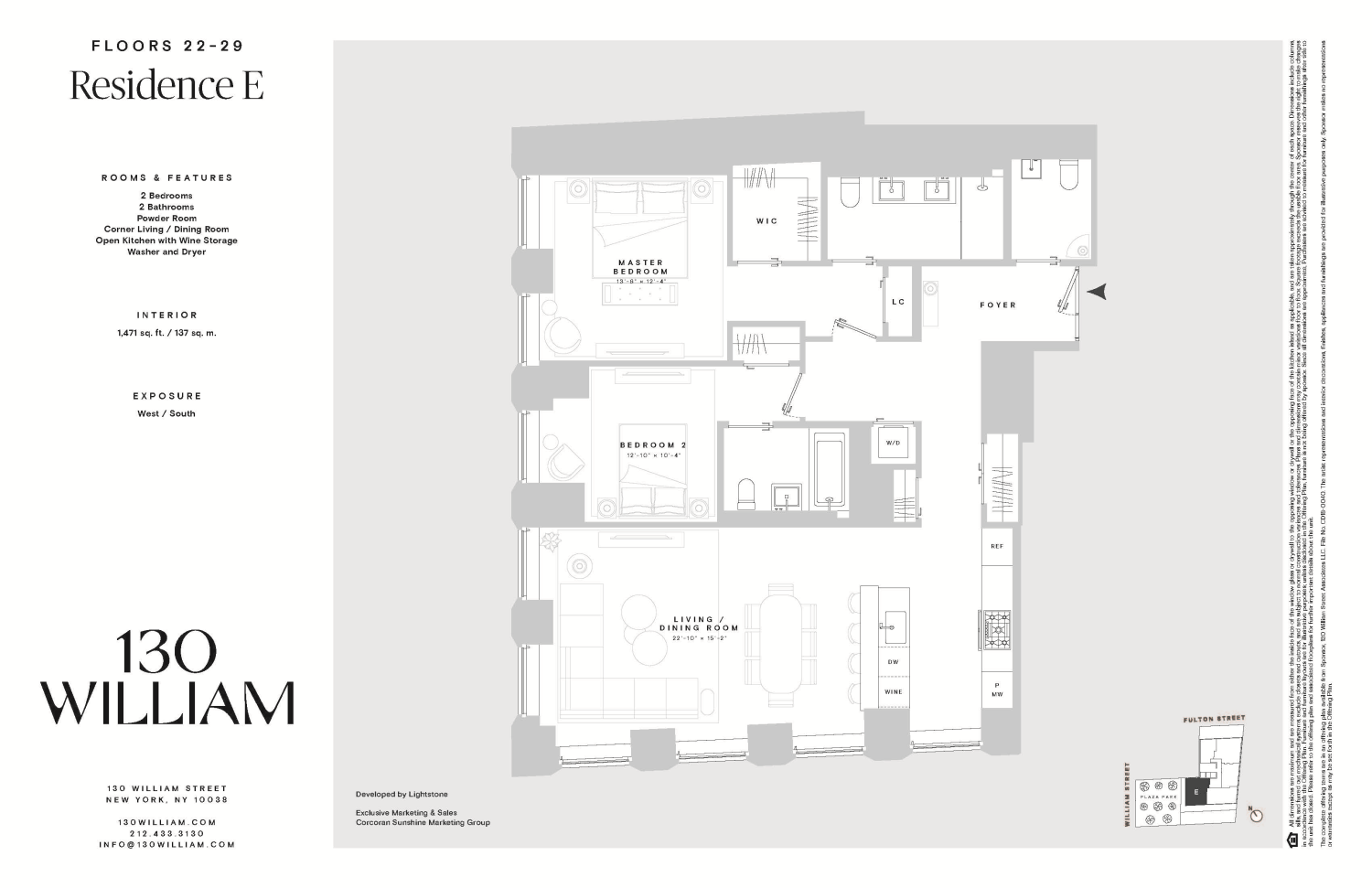 Floorplan for 130 William Street, 27E